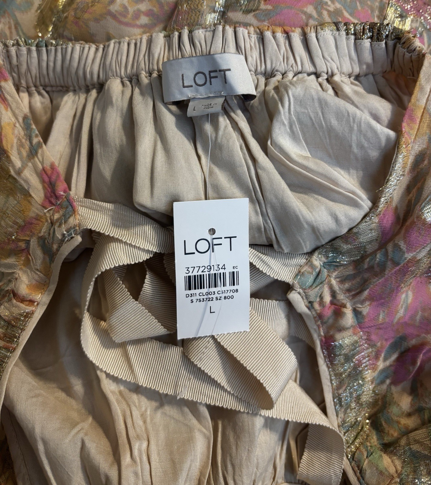 NWT Loft Old Money Shimmer Tie Back Quiet Luxury Mob Wife Glam Size L