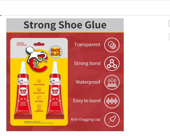 Shoe Glue, Strong, Clear Shoe Repair Glue for Sneakers, Boots, Handbags, Soles,