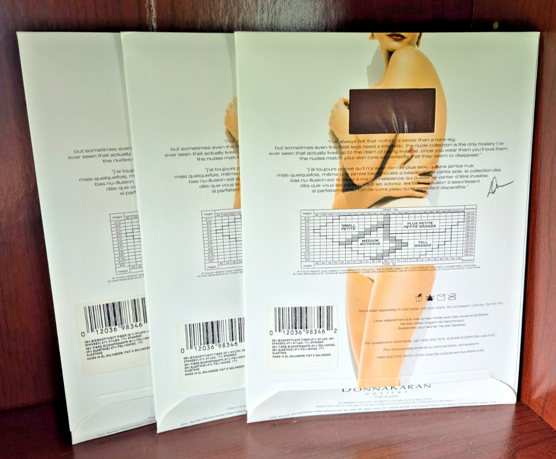 3 – Donna Karan “The Nudes”, Plus Petite, B08 Brown, 7 Denier, A19, Control Top!