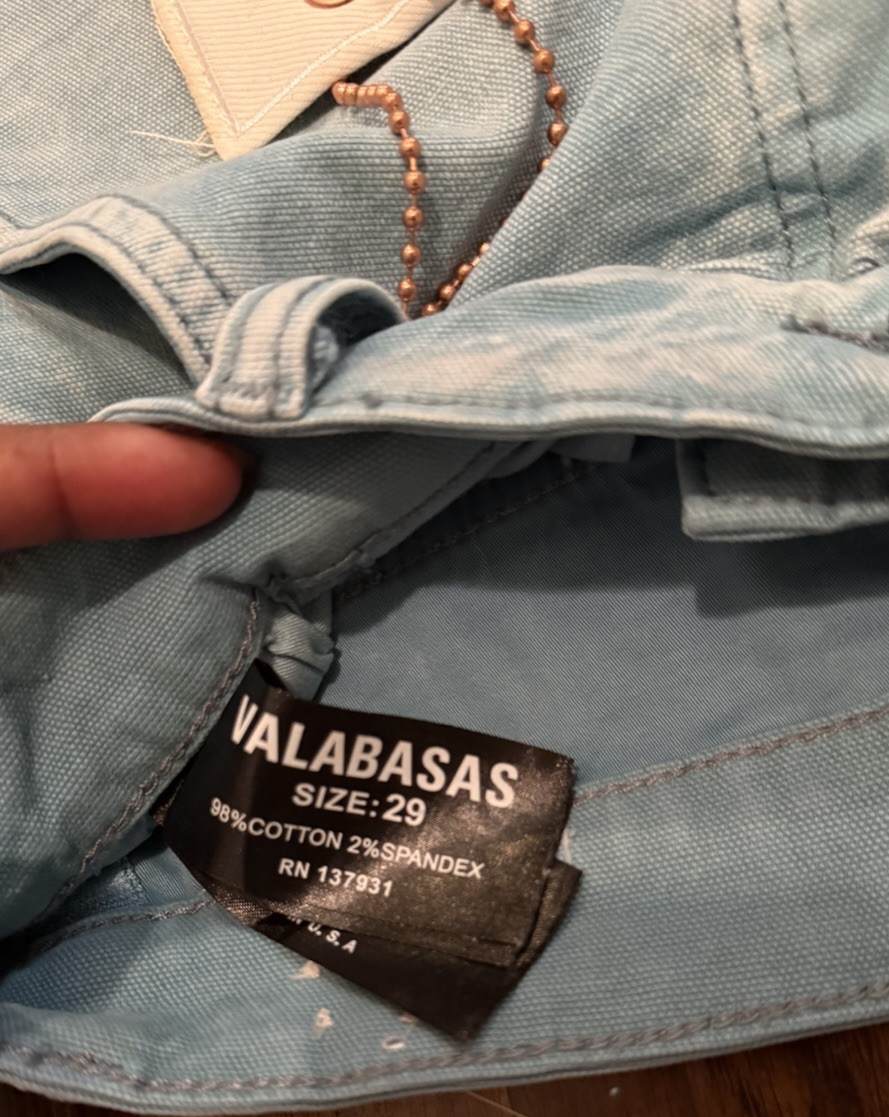 Valabasas Men’s Blue Light Wash Star Patch Denim Bootcut Slim Mid Rise Jeans