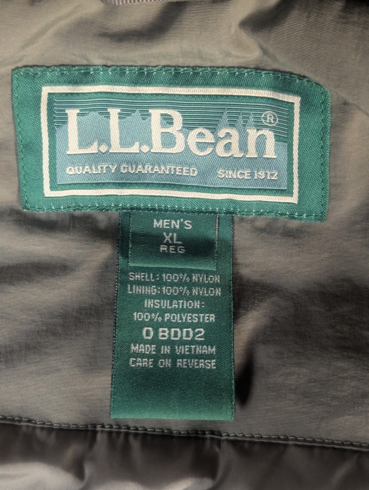 LL Bean Mens XL Primaloft Ski Jacket Hooded Insulated Coat Olive Green Pockets
