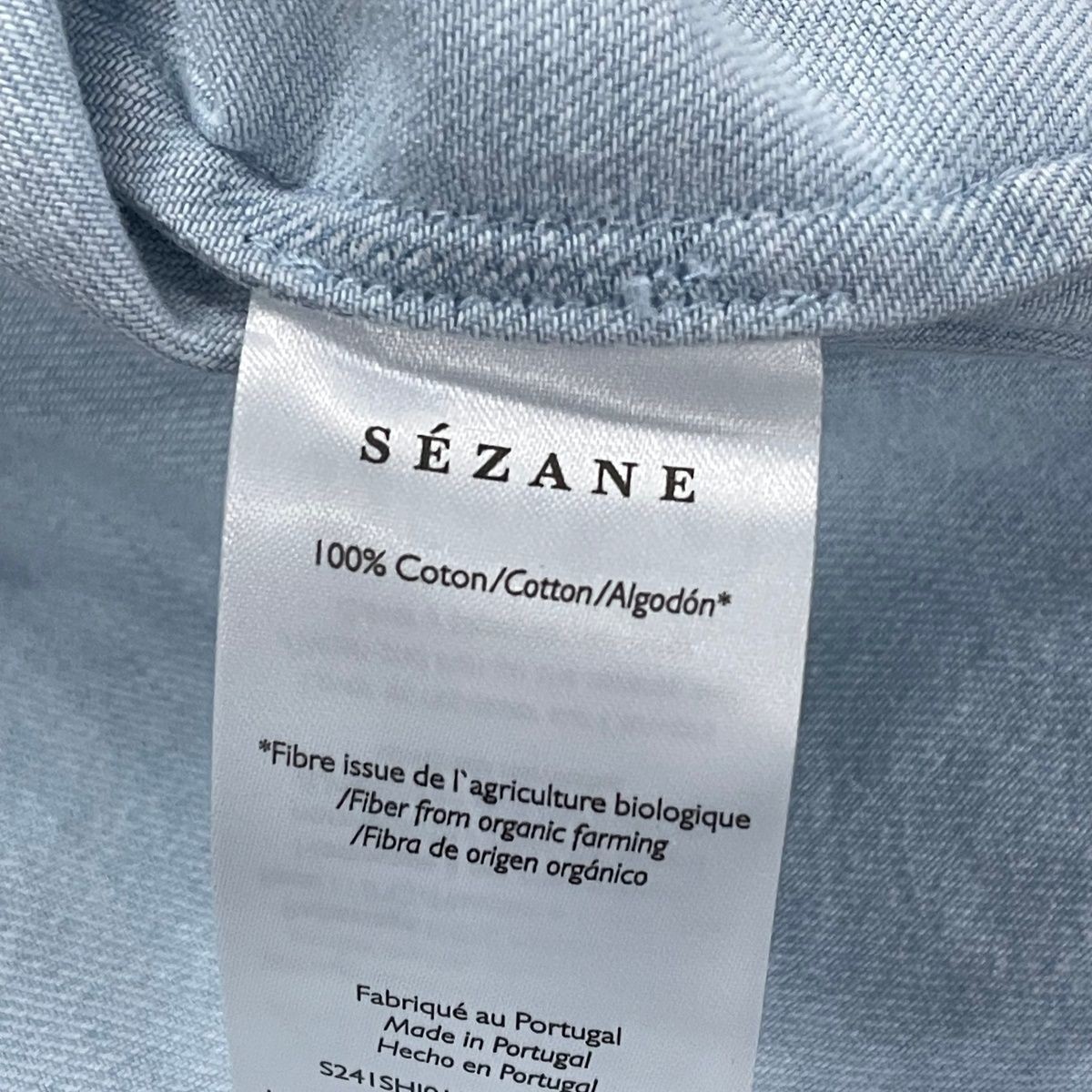 SEZANE Max Long Sleeve Shirt Women’s Size 2 Very Light Denim