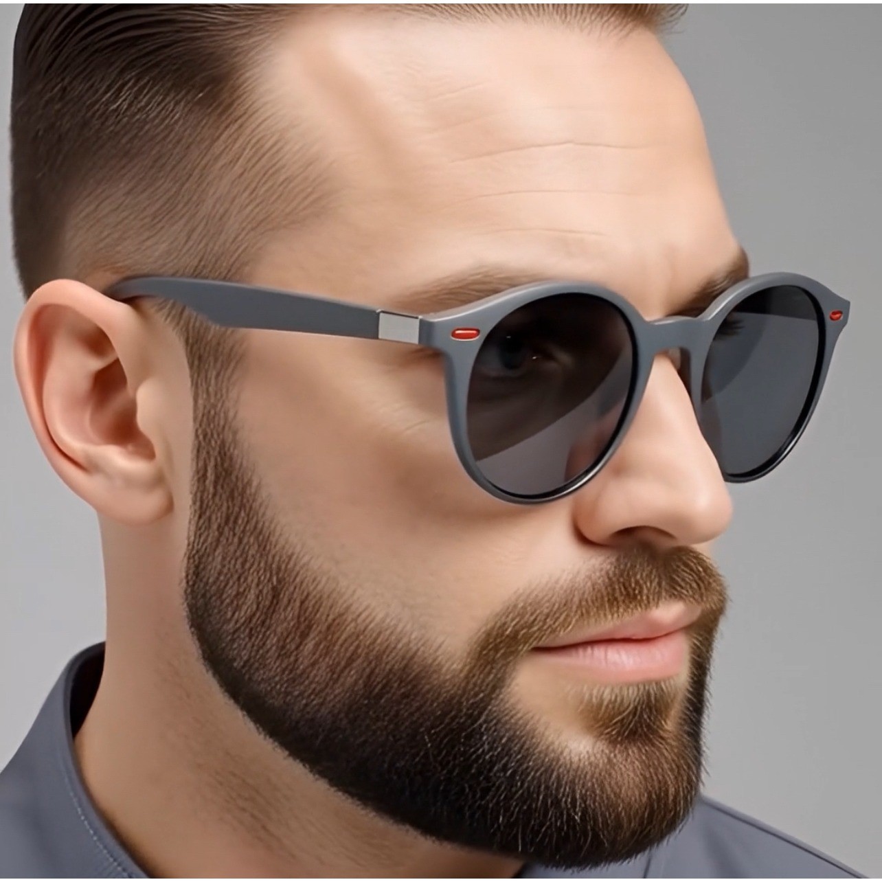 Polarized Round Sunglasses Matte Gray Acetate Frame TAC Resin Lenses Lentes 2026