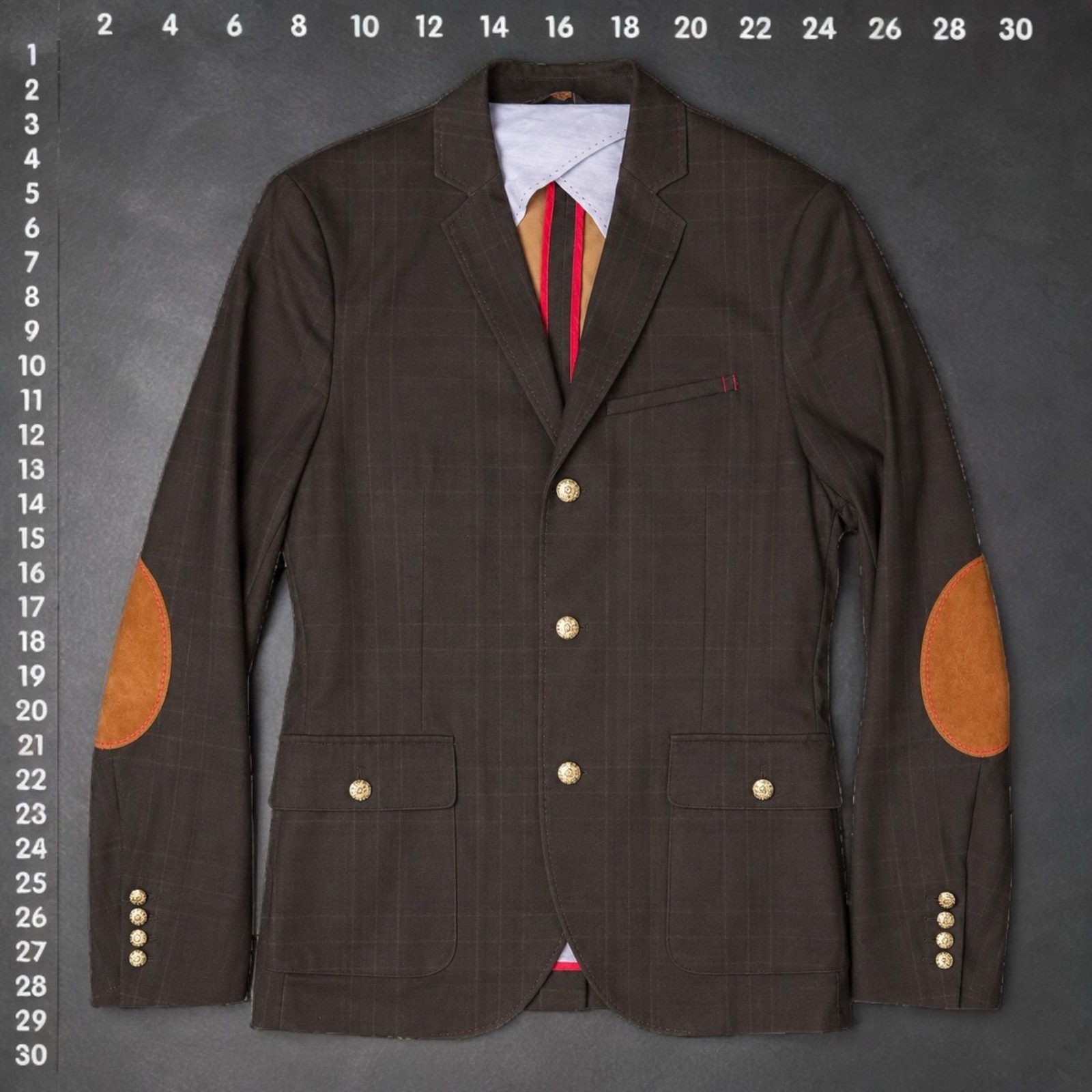 Zara Man Denim Couture Brown Plaid Elbow Patch Blazer Size 40