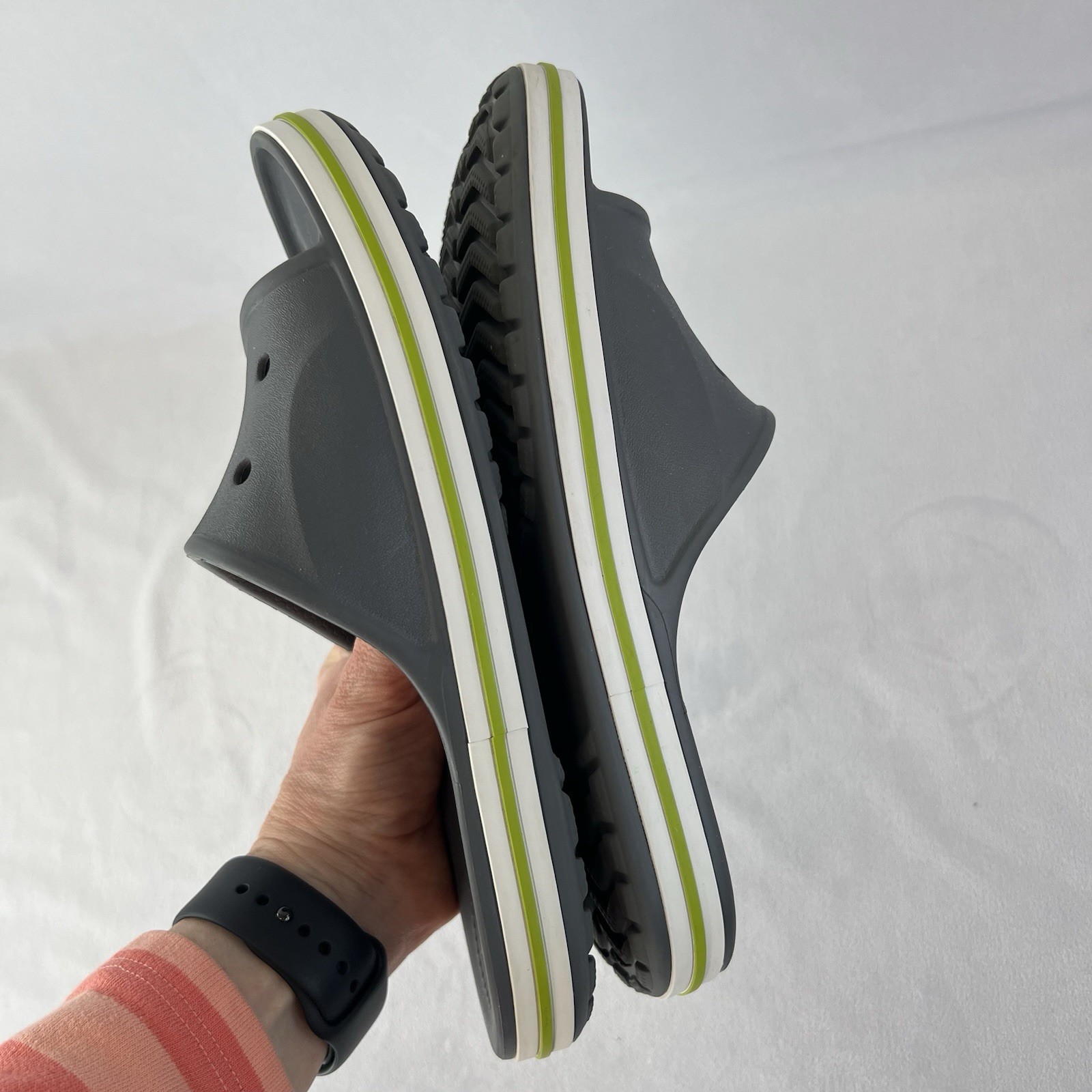 Crocs Size Mens 5/Women 7 Bayaband Iconic Comfort 205392 Unisex Gray Slides