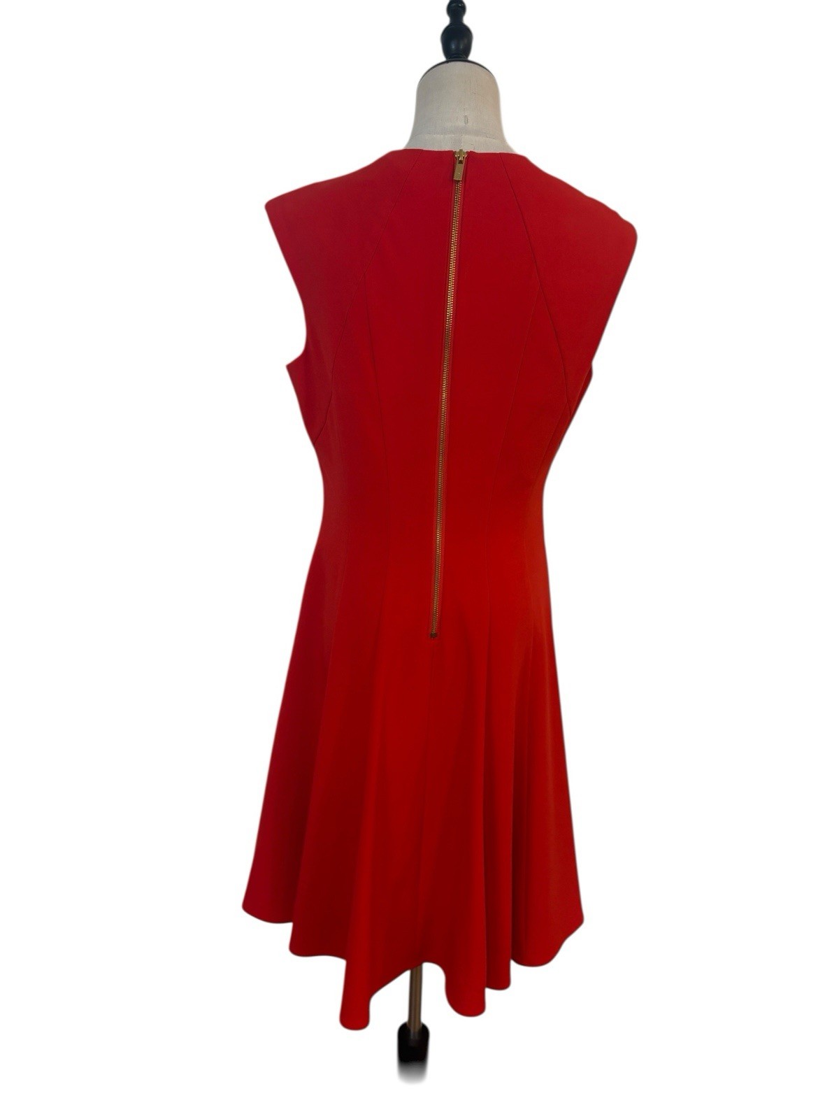 Calvin Klein Red Fit Flare Dress Sz 8 Cocktail Career Minimalist Party Chic