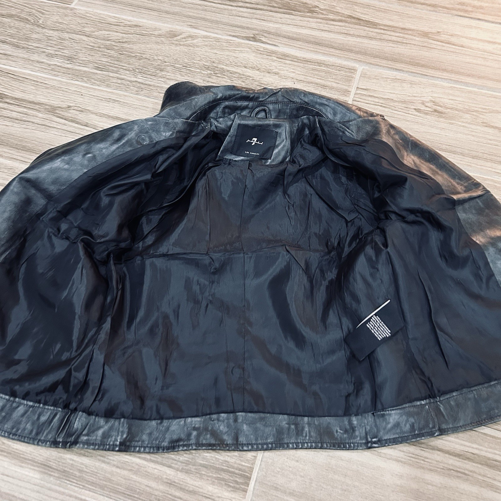 7 for All Mankind Black Vegan Faux Leather Moto Jacket Women’s Size Small
