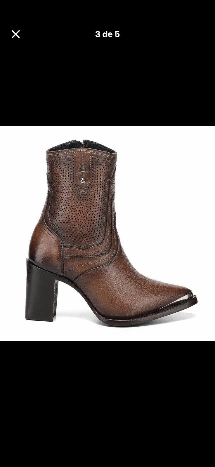 Cuadra Women’s Brown Western Leather Mid-Calf Boots Pointed Toe Block Heel