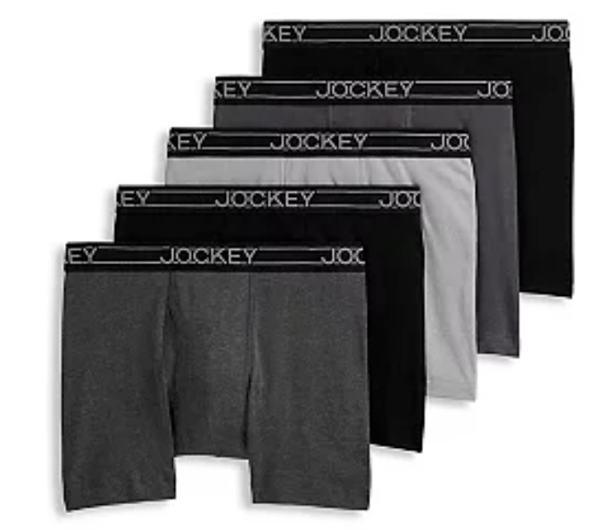 Men’s Jockey 4+1 Free Everyday Cotton Blend Boxer Briefs (Multi Gray) Underwear