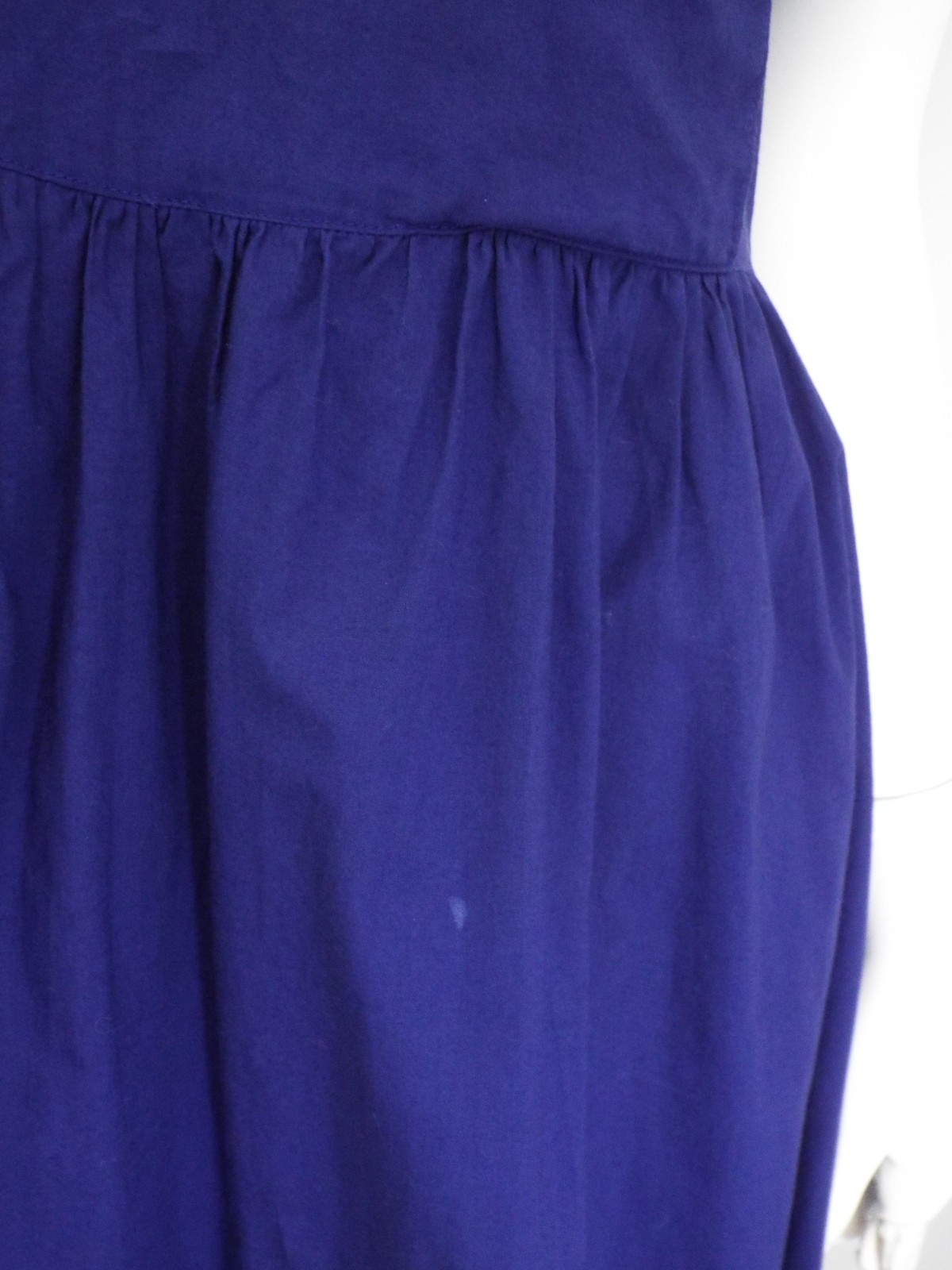 VTG 1980s KENZO Blue Puff Sleeve Dress Small Cotton Asymmetrical Button Wrap Top