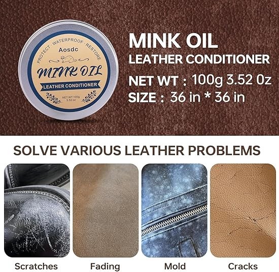 Mink Oil for Leather Boots, Leather Care for Shoes, Jackets, Baseball Gloves