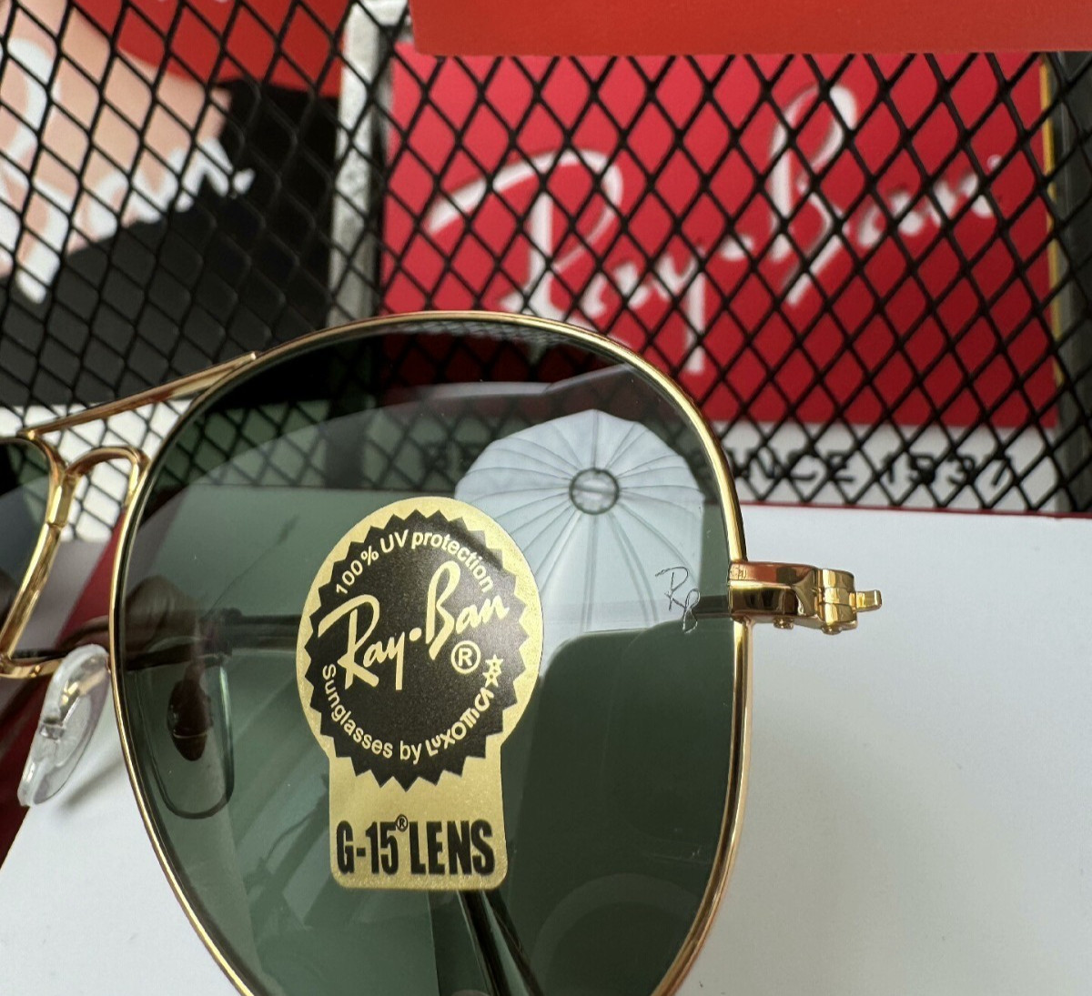 NEW RAY-BAN RB3025 AVIATOR SUNGLASSES GOLD FRAME GLASS GREEN LENS 58 MM