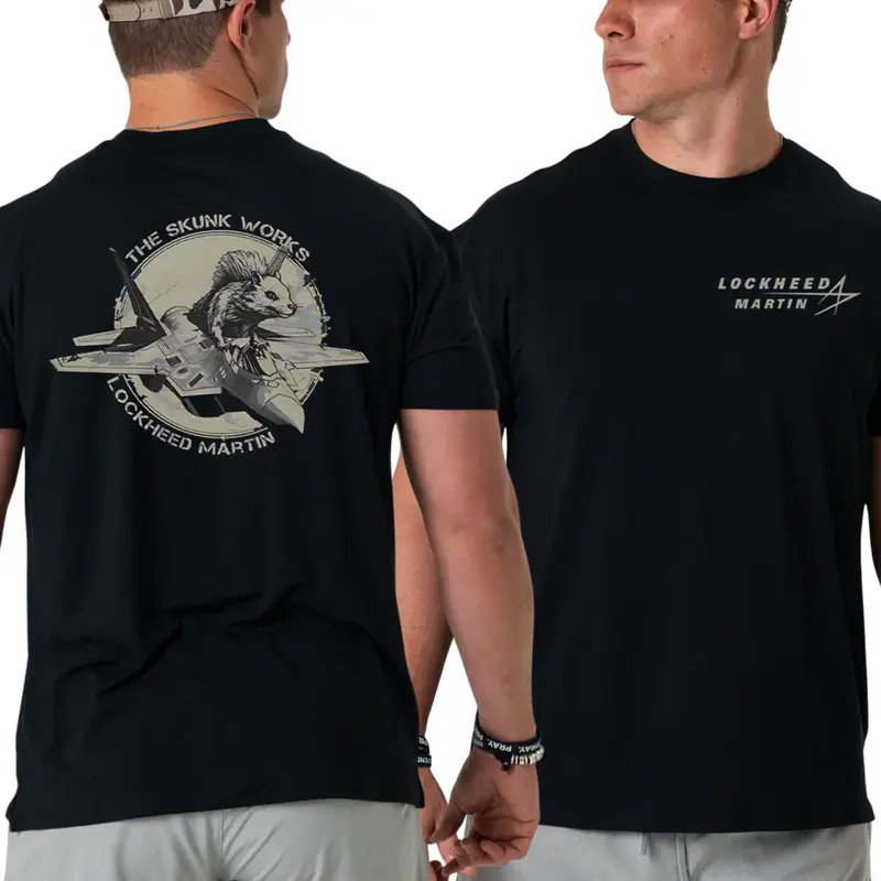 Lockheed Martin Skunk Works T-Shirt, 2 Sides Design Featuring Classic Skunk Logo