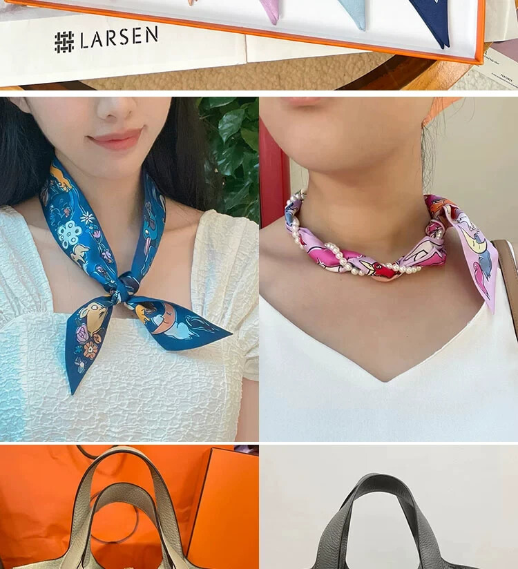 Scarf Ribbon Bag Handle Wrap Silk-Like Twill Satin Neck Hair Accessories