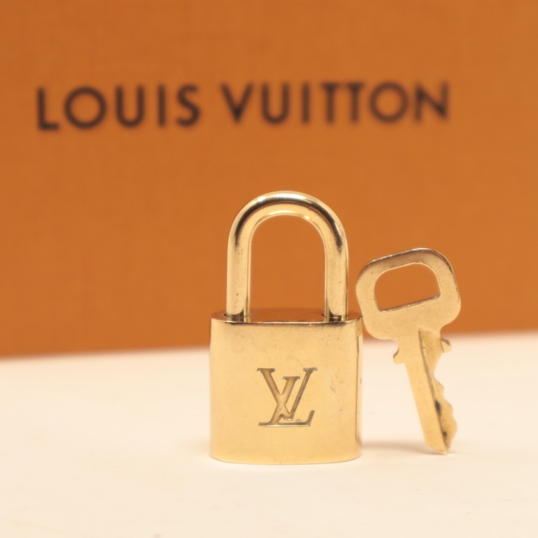 LOUIS VUITTON PadLock Lock & Key Brass Gold Authentic Number random Japan