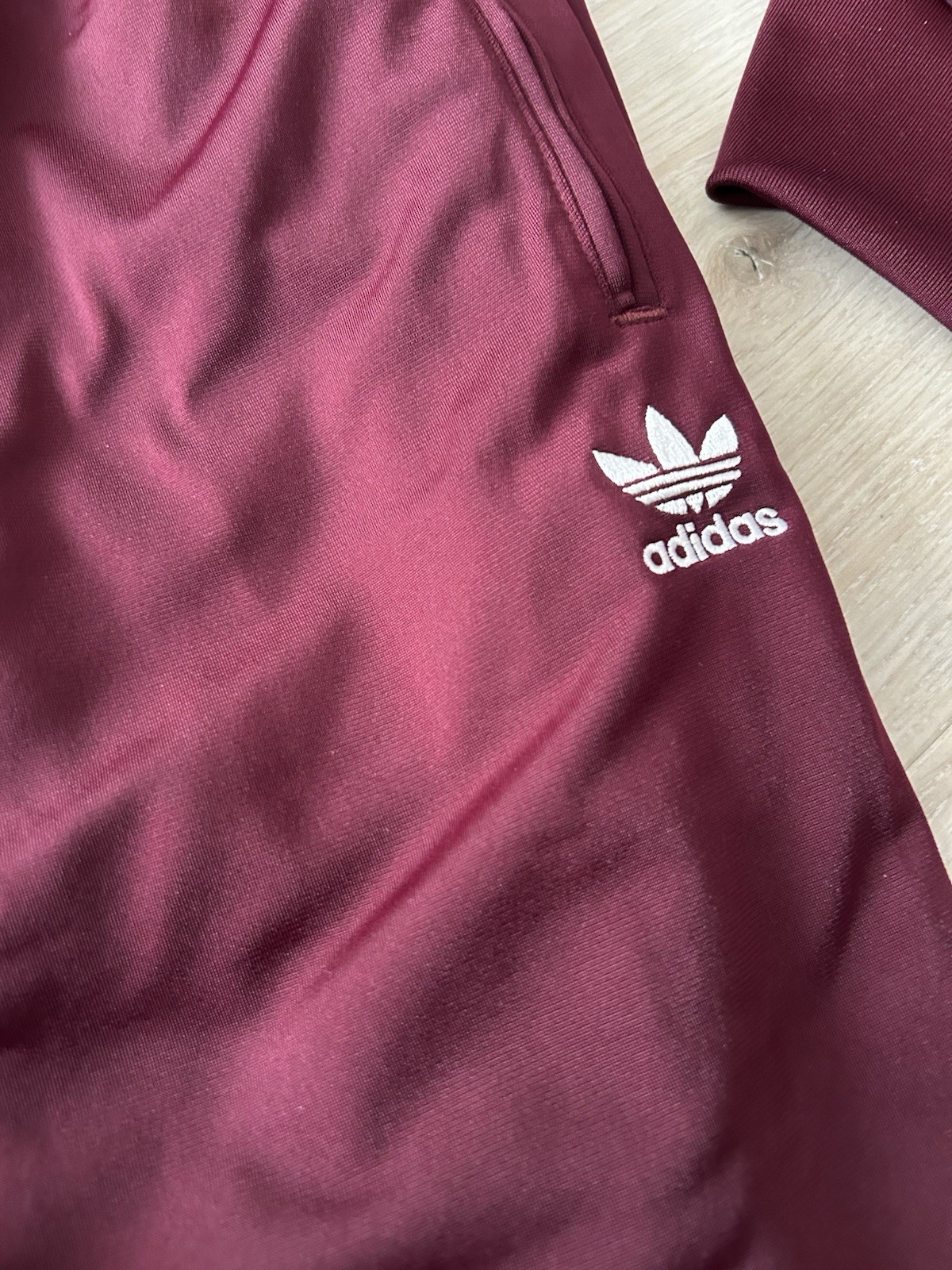 Adidas Originals Maroon Firebird Track Pants Trefoil Open hem