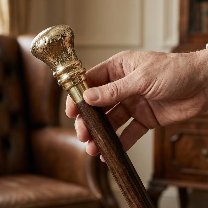 Handmade Brass Handle Wooden Walking Cane Antique Gentleman Gift Walking Stick