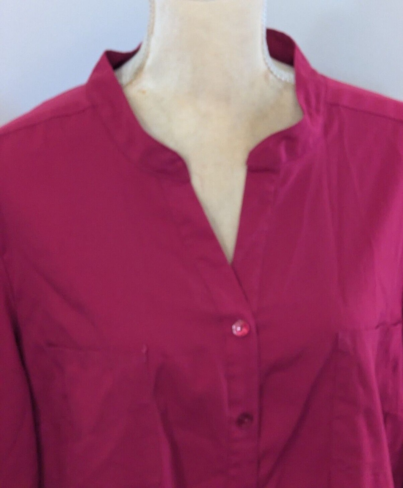 Covington raspberry blouse long sleeve XL career polyester spandex