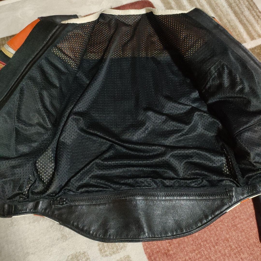 HARLEY DAVIDSON Marlboro Man Leather Jacket Black Orange Biker Mens