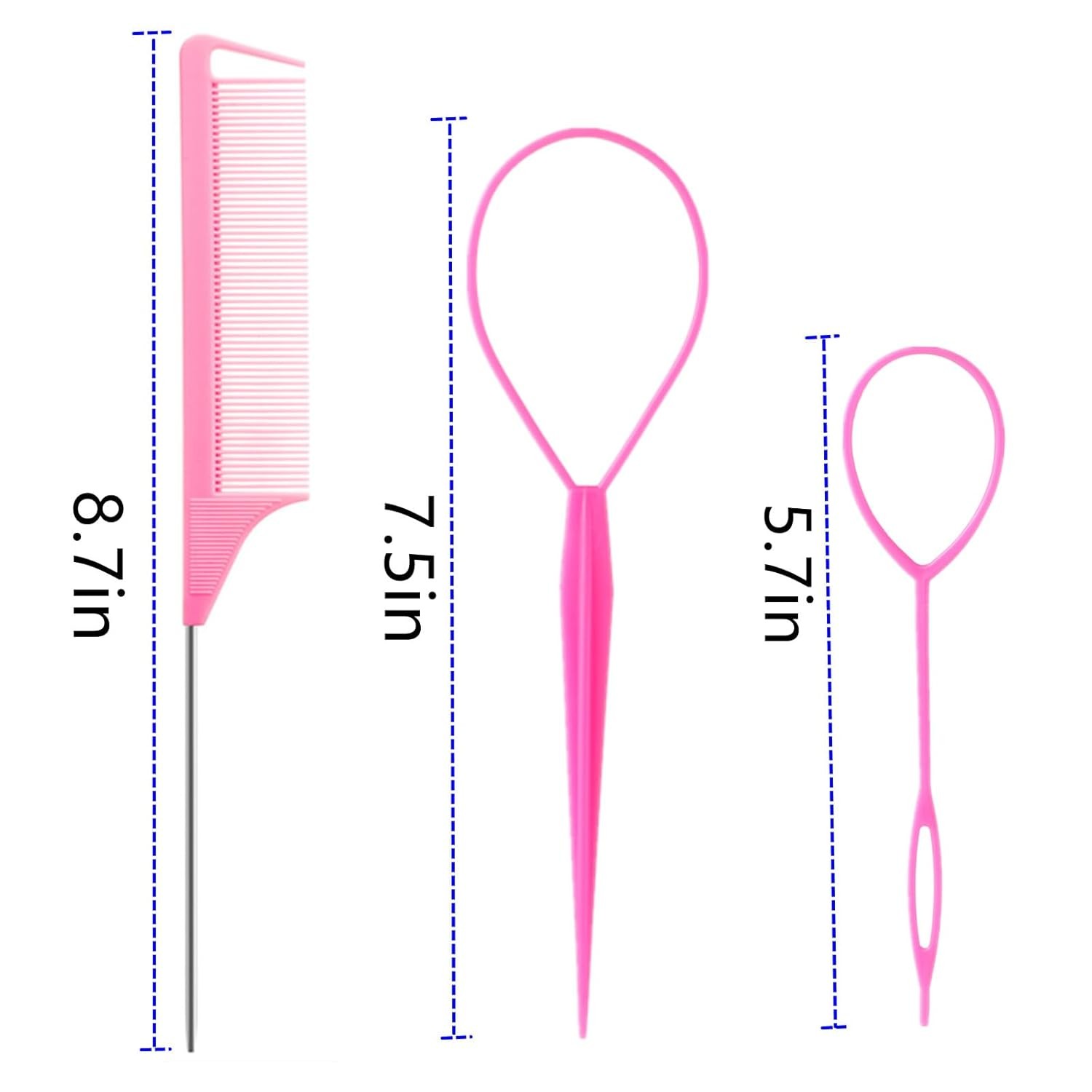 9pcs Topsy Hair Tail Tool and rat tail comb set,6pcs French Braiding Tool ring,3