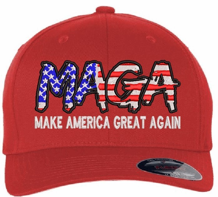 Trump Hat Make America Great Again Script Style Flex Fit BLACK Trump 2024 Hat