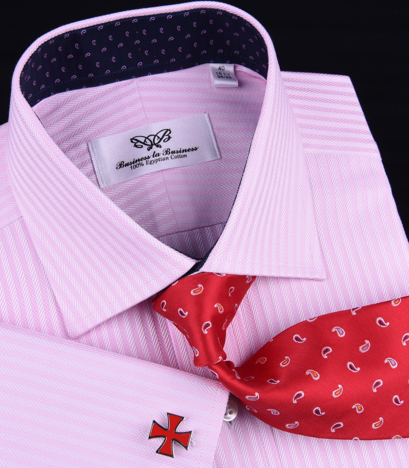 Pink Herringbone Formal Business Dress Shirt Contrast Floral Sexy Boss Design