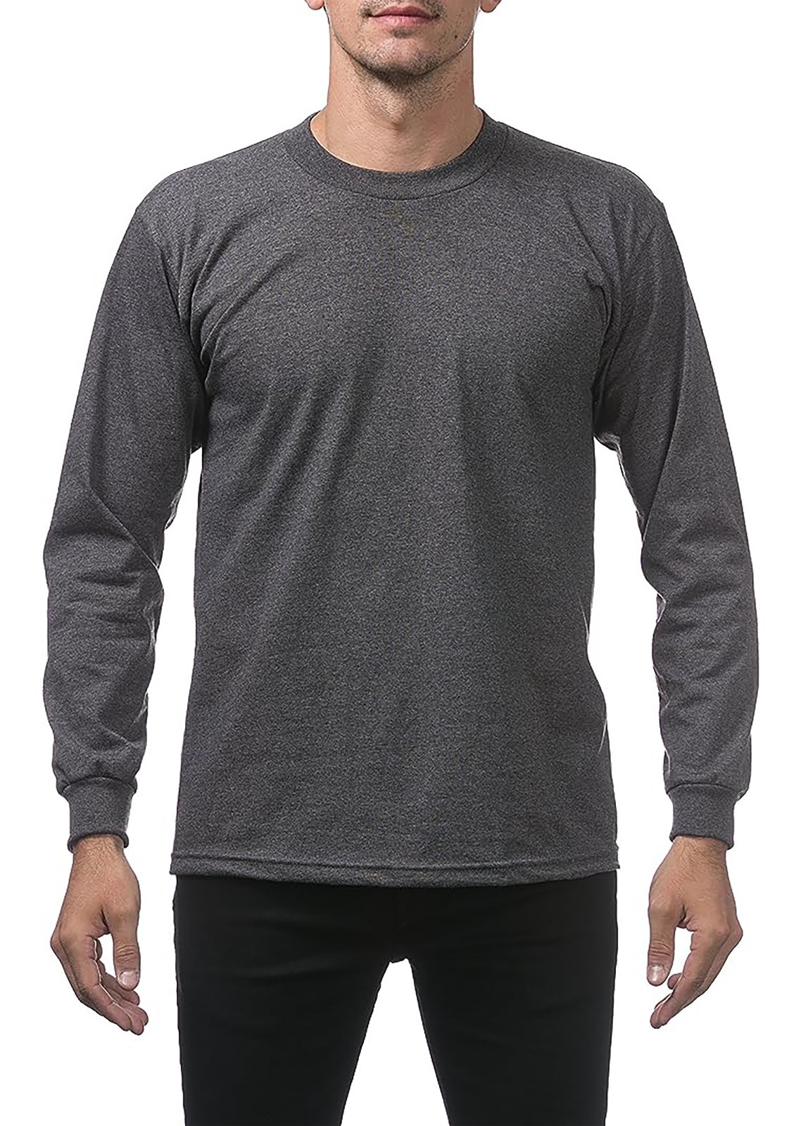 Pro Club Men’s 3-Pack Heavyweight Cotton Long Sleeve Crew Neck T-Shirt