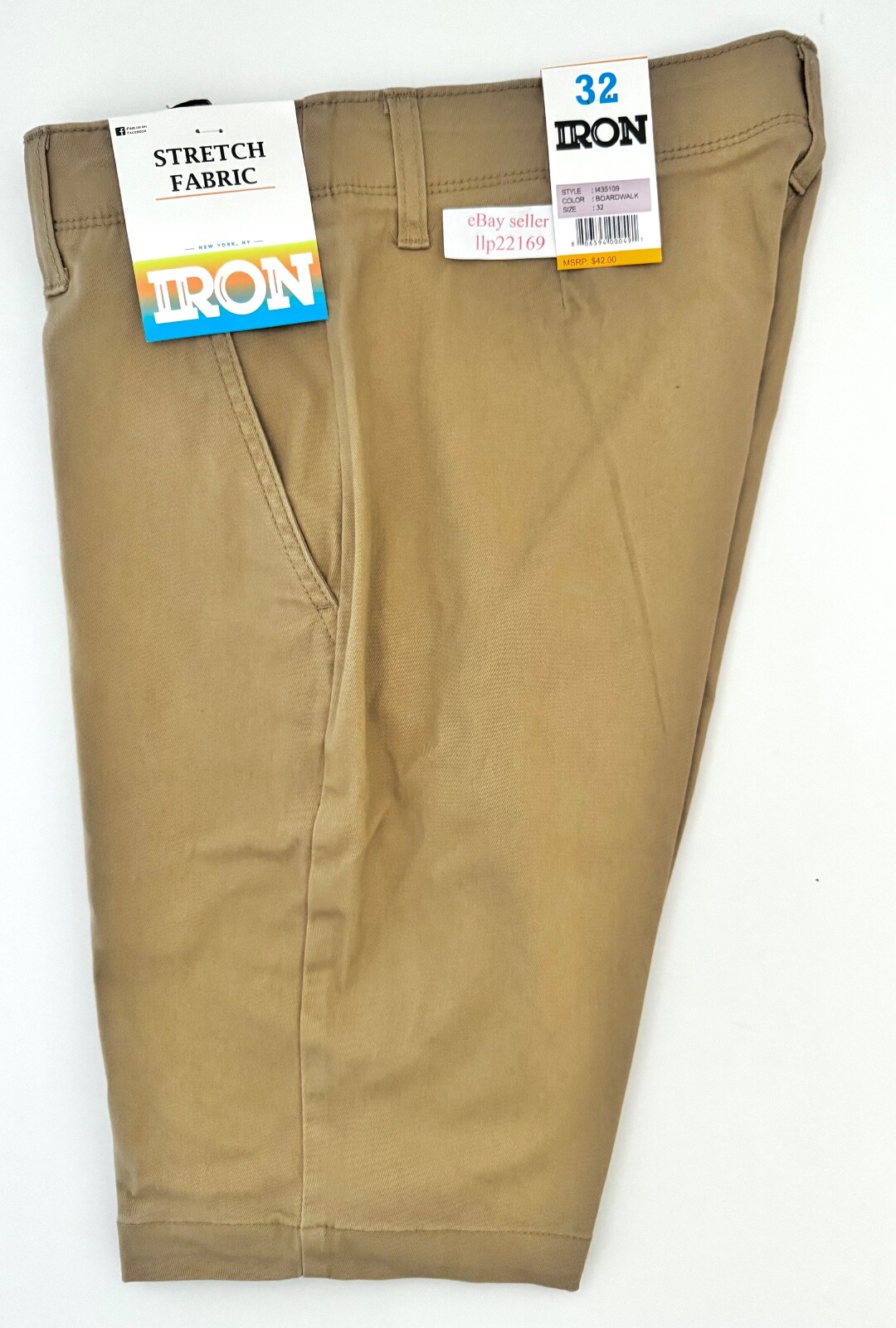 IRON CO Men’s Stretch Shorts (SIZE 32) Flex Waist Flat Front BOARDWALK New Tag!