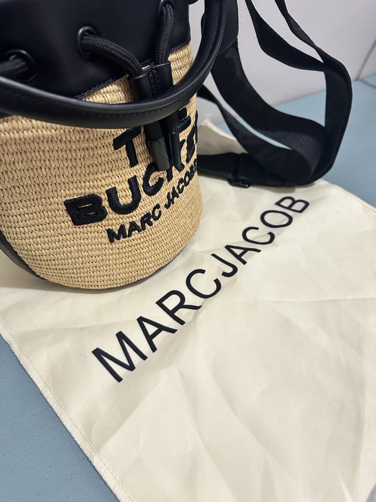 Marc Jacobs The Woven Bucket Bag Black Leather Crossbody Shoulder