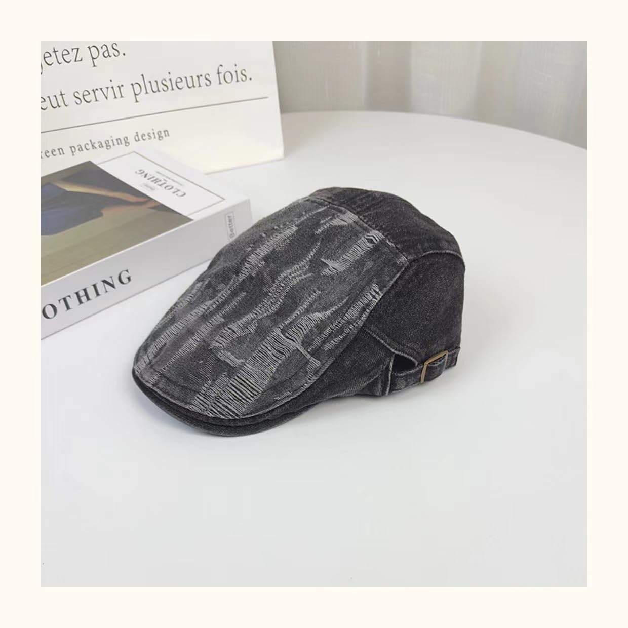 Mens Denim Newsboy Flat Cap Gatsby Ivy Cabbie Hat Driving Cap Vintage Style