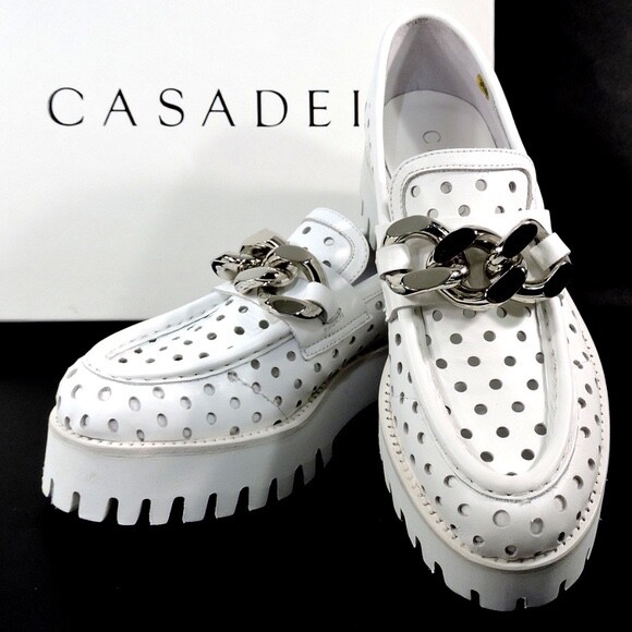 CASADEI 🇮🇹 WOMEN’S WHITE LEATHER COMFORT SUMMER LOAFERS
