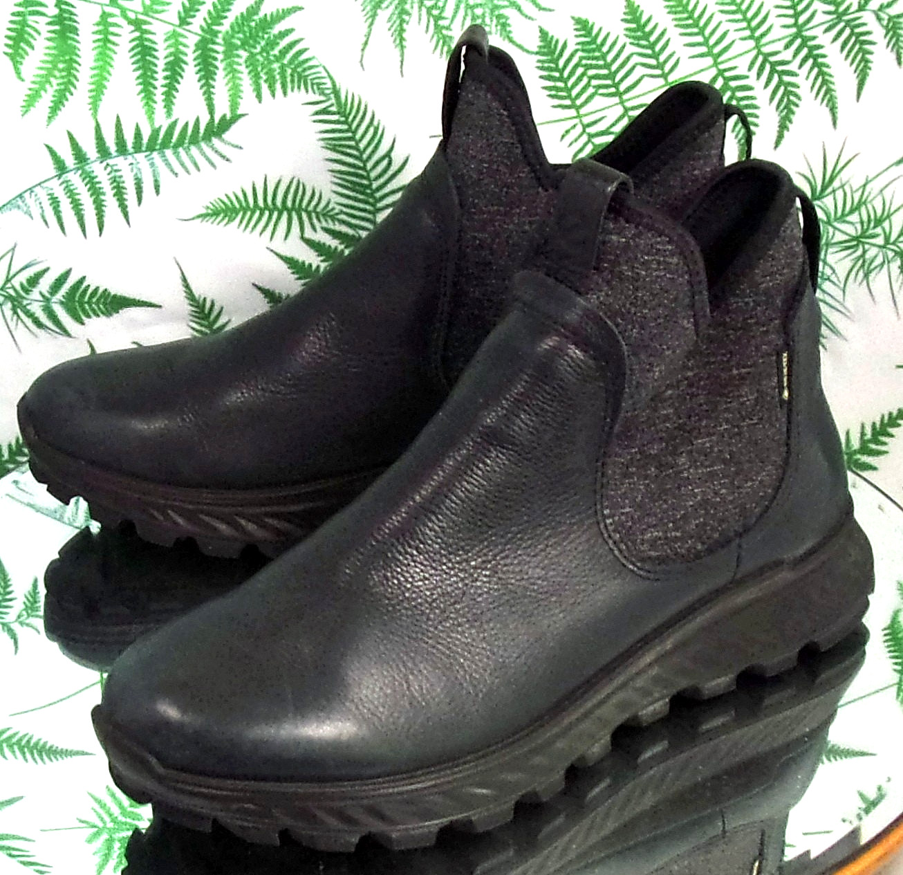 ECCO EXOSTRIKE GTX BLACK LEATHER ANKLE BOOTS WATERPROOF SHOES US WOMENS SZ 6
