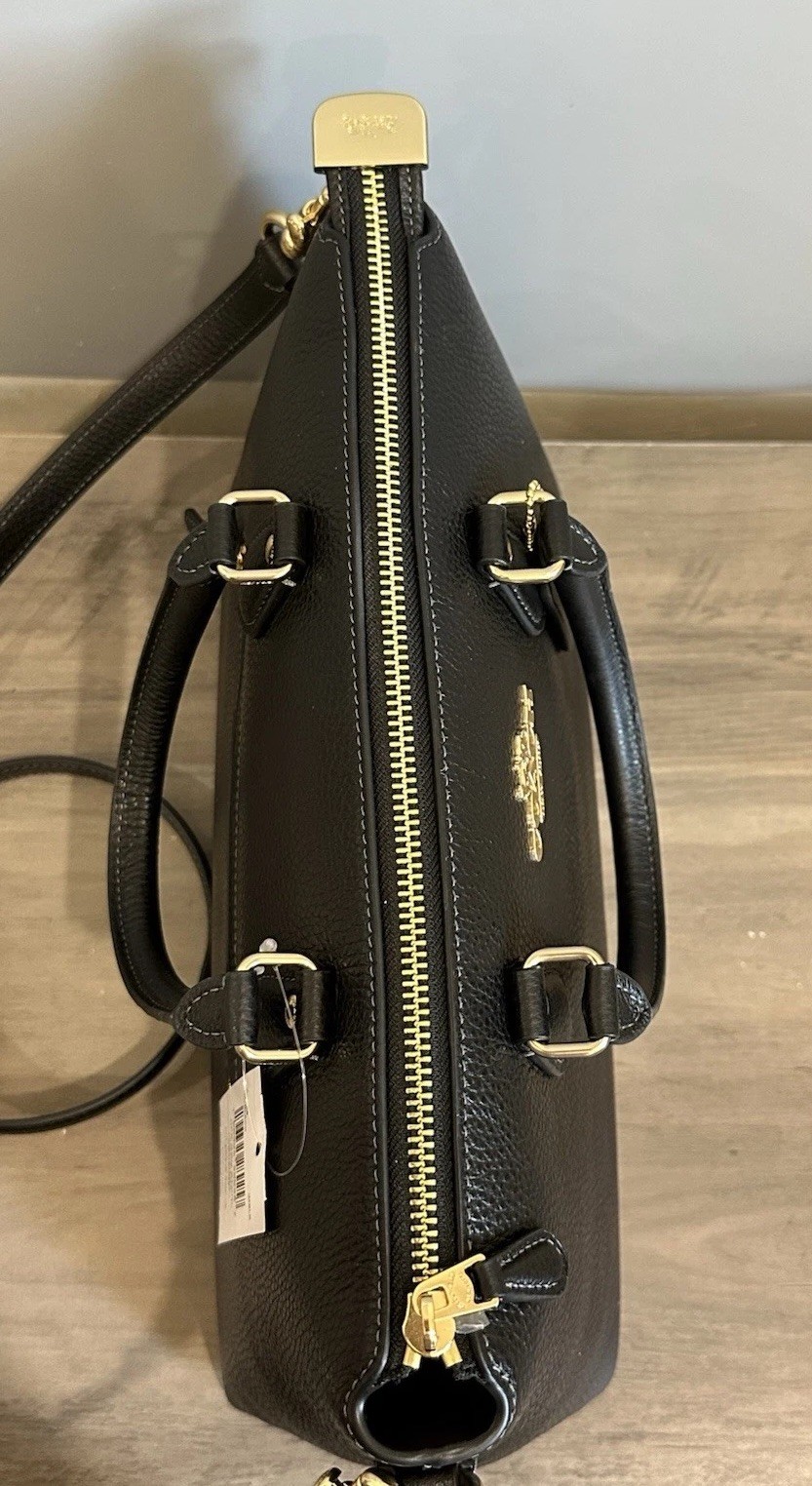 COACH Georgia Satchel Bag In Refined Pebble Leather – CR156 – Gold/Black