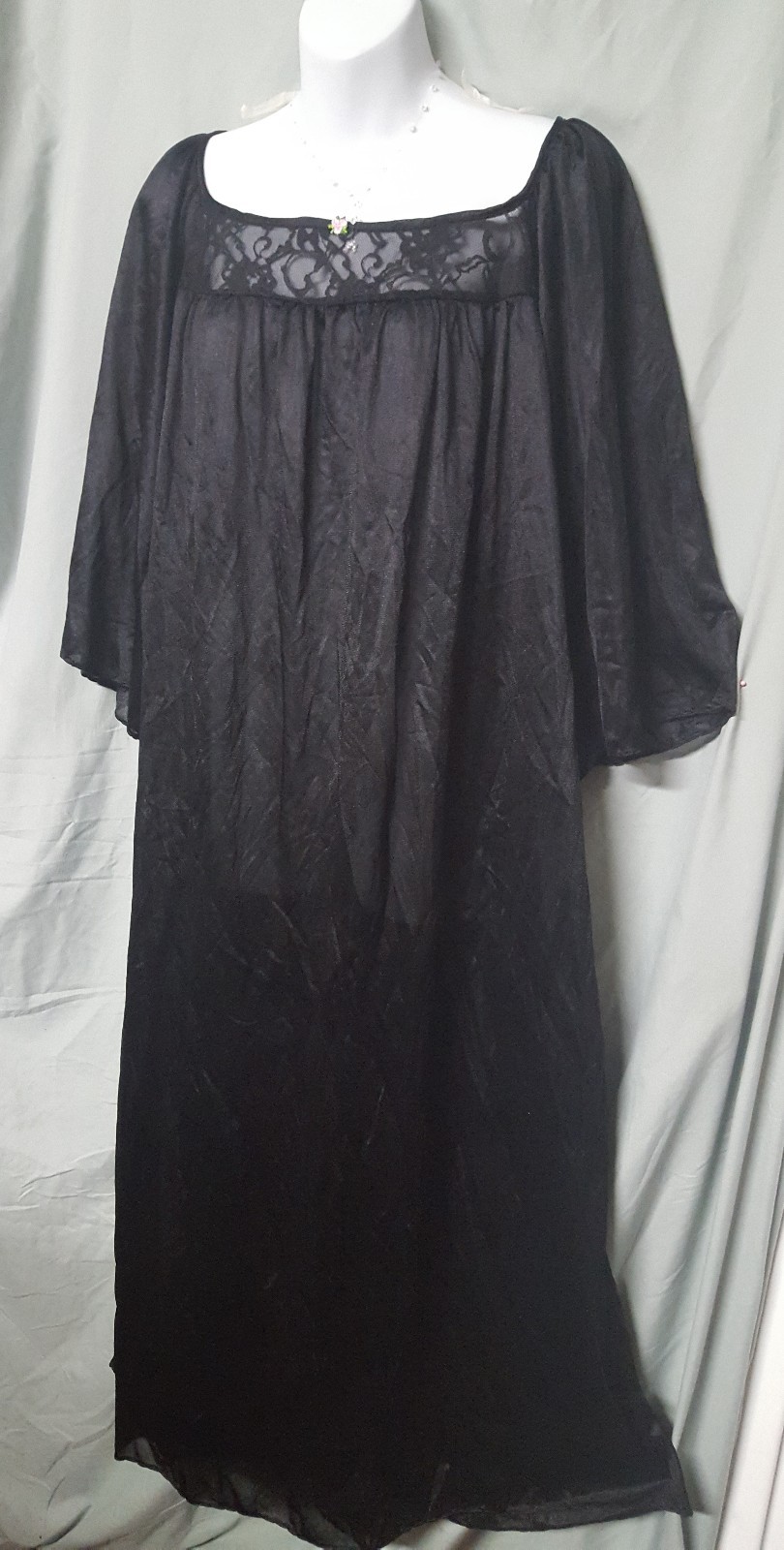 Only Necessities Nightgown BLACK CALF 3/4 Sleeve LIGHTWEIGHT Plus 5X 72″ Bust