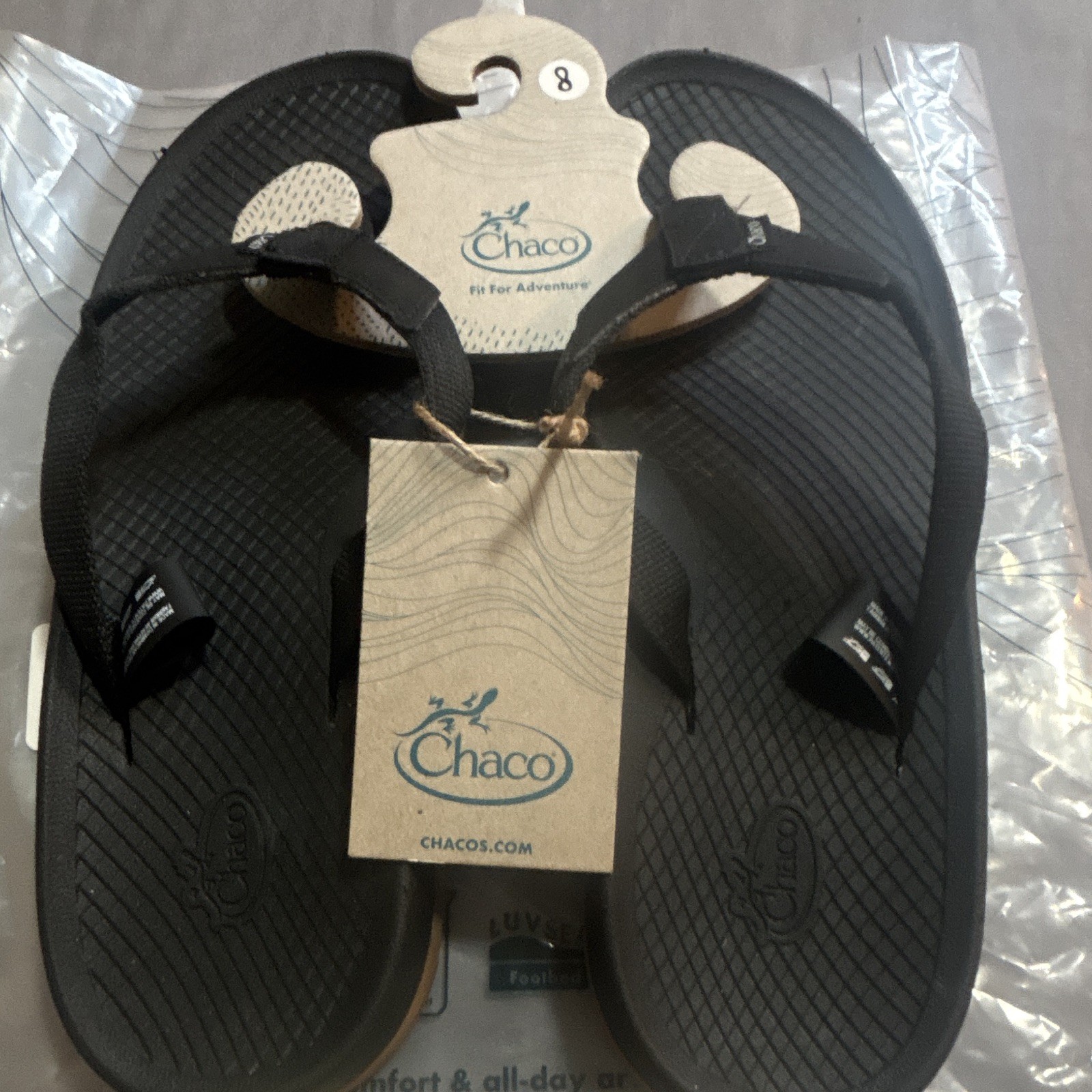 Chaco NWT Lowdown Flip Sandal Black Slip-On Synthetic US 8 EU39 UK6 JCH108132