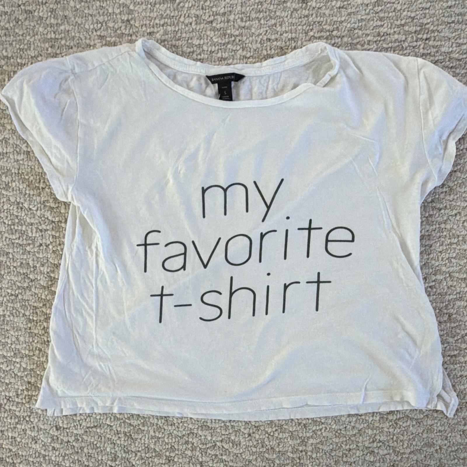 Banana Republic Women’s White Graphic Print Round Neck Crop Tee Petite S