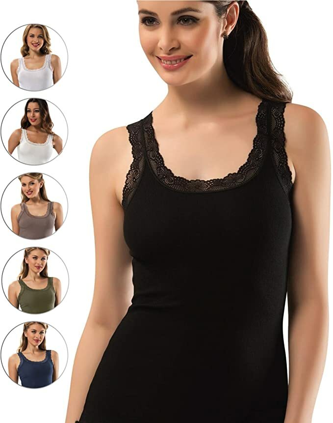 Wome’s Tank Top Camisole with Lovely Lace Trim Style Soft Sexy Sport Yoga