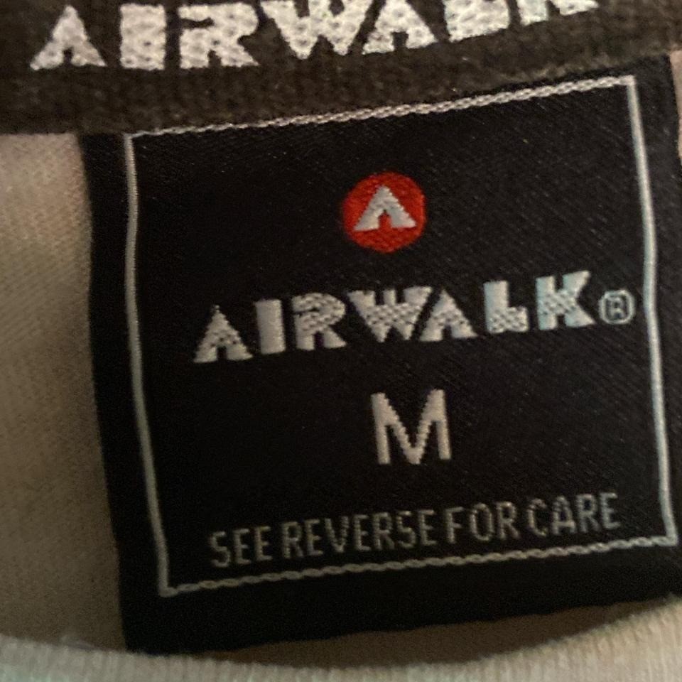 Airwalk white skater tee with oil stains on left side #skaterstyle