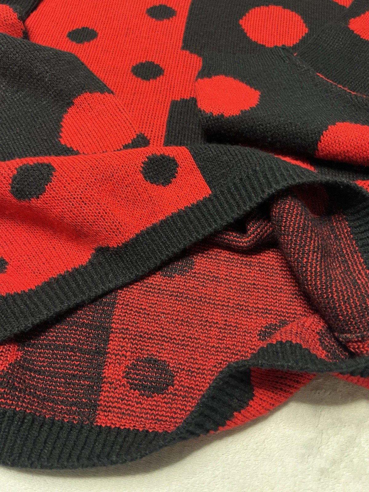 VTG 90’s World Trade Knits Men Sweater Sz L Red Black Knit Geometric USA Holiday