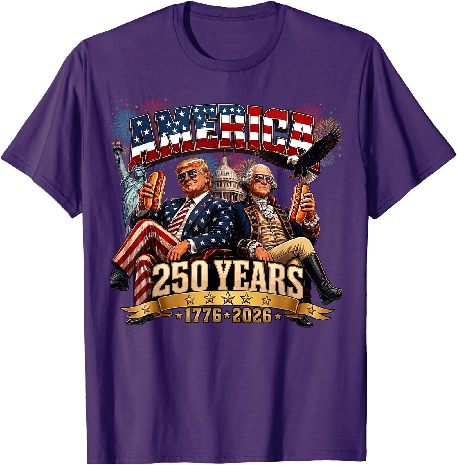 250 Years America Anniversary 250th Trump Washington Vintage T-Shirt