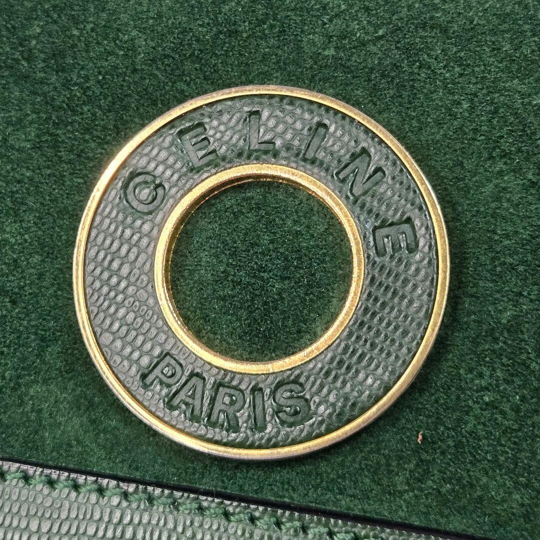 CELINE Handbag Leather Suede Circle Green Vintage Authentic From Japan