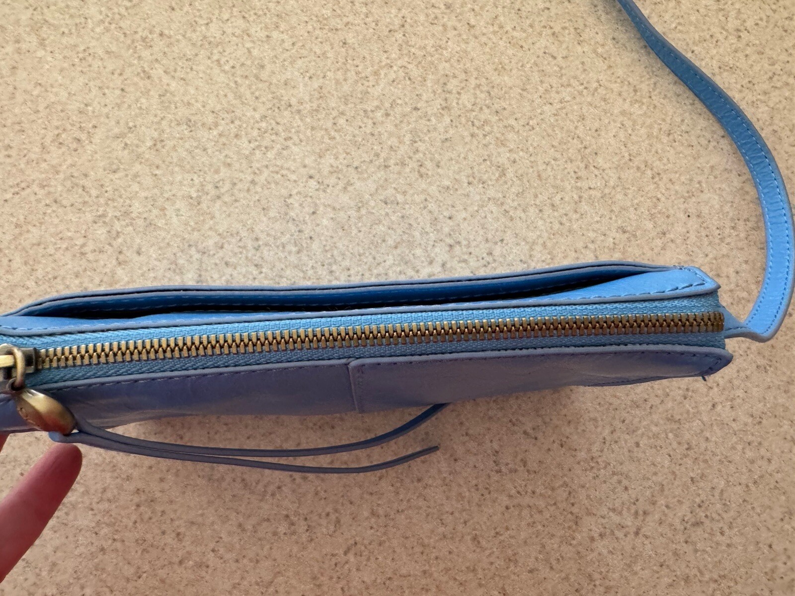 HOBO Jewel Small Leather Crossbody Bag in Tranquil Blue CLEAN