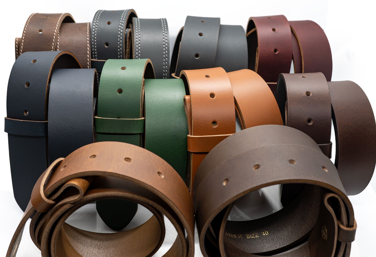 Handmade Mens Full Grain Leather Belt Strap Without Buckle 1.5″ Wide Made in USA