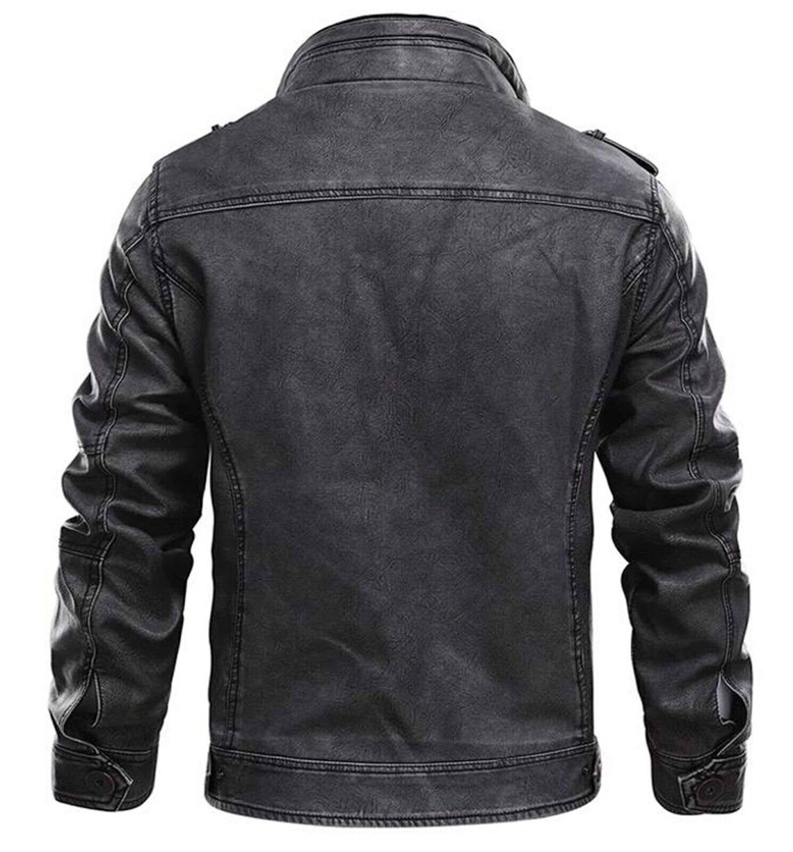 Men’s Real Leather Motorcycle Distressed Biker Jacket Bomber Black