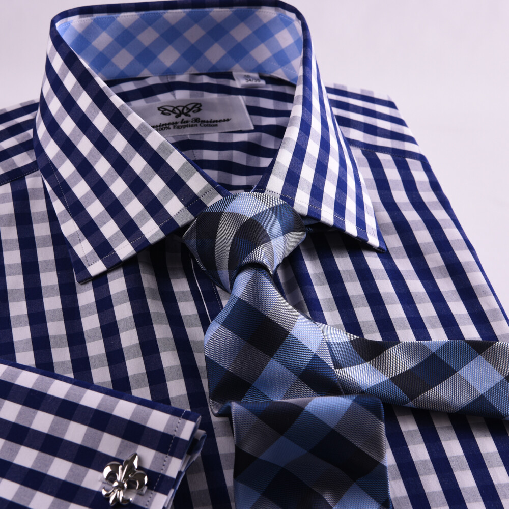 Best Classic Check Business Dress Shirt Men’s Classic Formal French Cuff Style