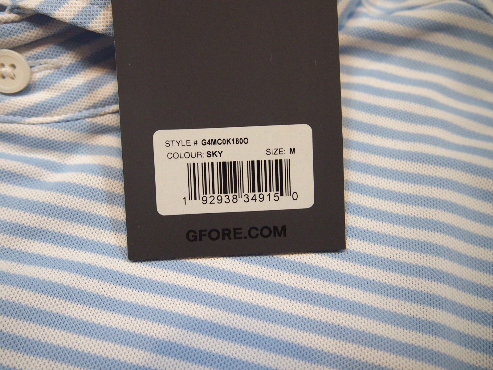G/FORE Performance Fabric Feeder Stripe Pique Slim Fit Golf Shirt NWT M $120