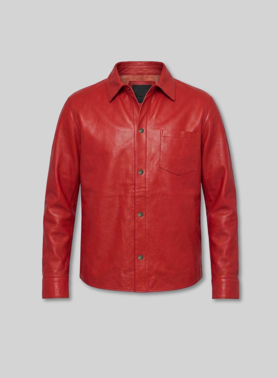 Mens Dark Blue Suede Leather Shirt Jacket Casual Shacket Slim Fit Overshirt New