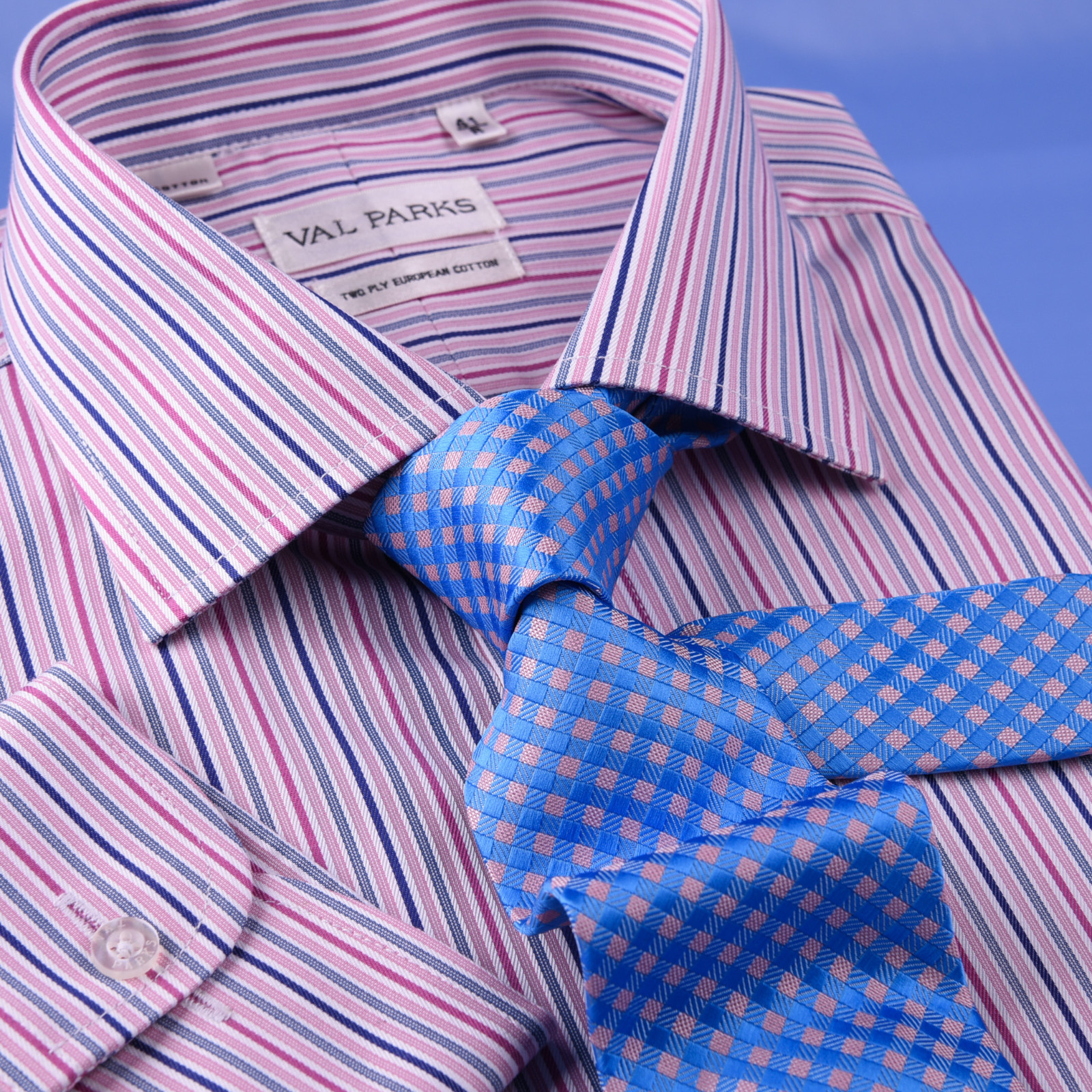 Pink Blue Soft Stripe Formal Business Dress Shirt Designer Stylish Fashion Style