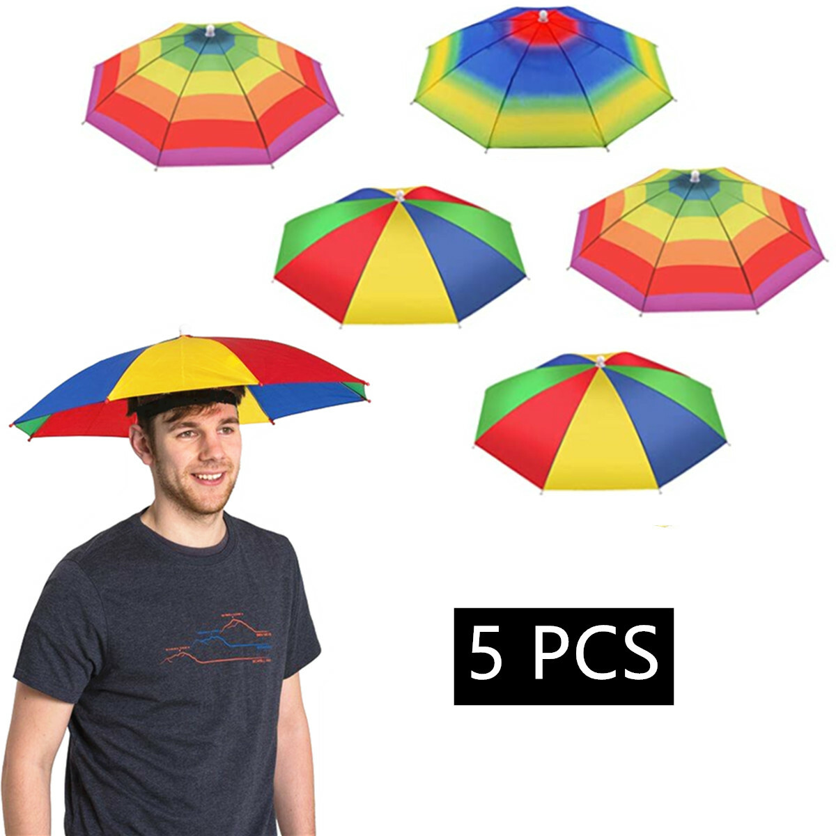 5x Outdoor Foldable Sun Umbrella Hat Golf Fishing Camping Headwear Cap Head Hat