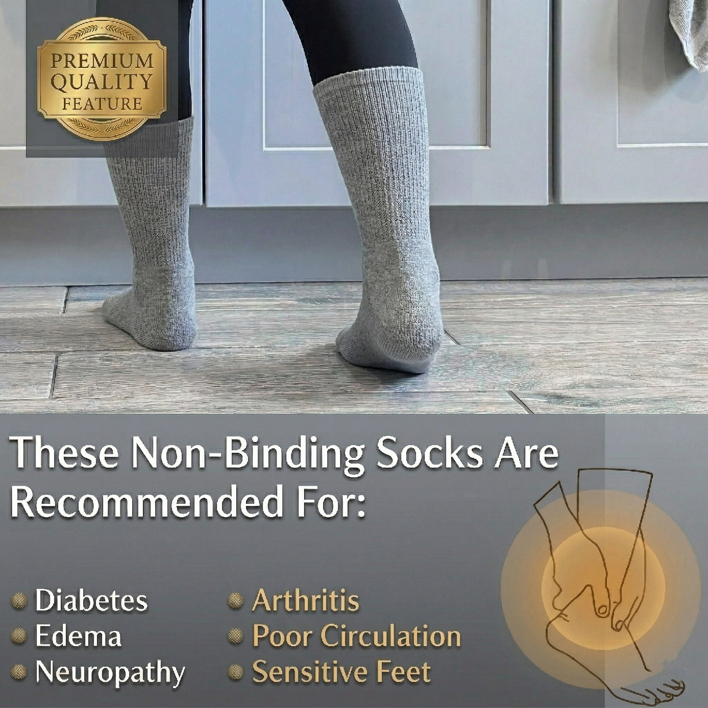 3 6 12 Pairs Diabetic Crew Socks Mens Circulatory Health Non Binding 9-11 10-13